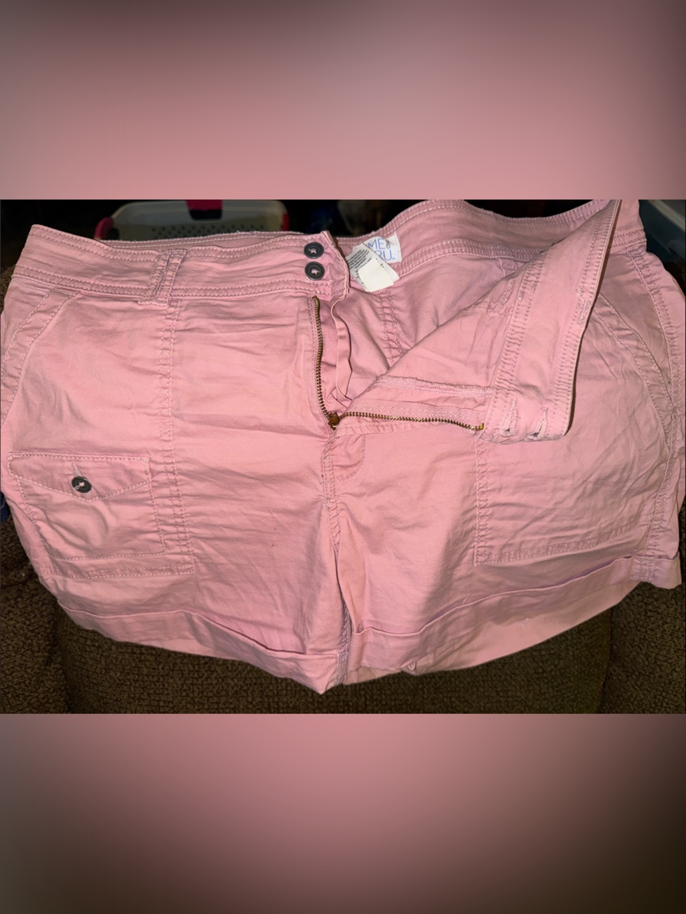 Time and Tru Soft Pink Cotton Bermuda Shorts with Utility Pockets